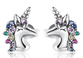 Silver Plated Unicorn Head Earrings